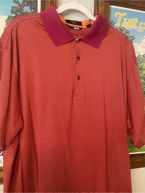 Vintage Callaway Collection Striped Golf Polo Shirt XXL 90s Orange Burgundy